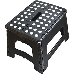 Armo Folding Step Stool with Carry Handle, Black