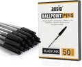 ANSIO Black Biro Ballpoint Pens, Medium 1.0mm, Pack of 50