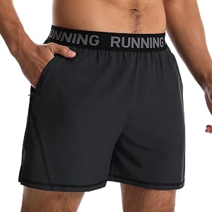 Comilaka Men's Quick-Dry Running and Gym Shorts with Zip Pockets