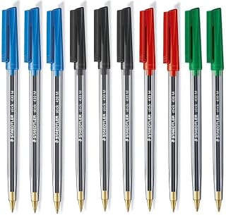STAEDTLER Stick 430M Ballpoint Pens, Medium, Mixed Colours, Pack of 10