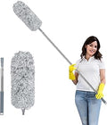 Fogray 2026 Upgraded 240cm Extendable Feather Duster with Soft Silicone Cap | Washable & Bendable Telescopic Long Handled Microfiber Dusters for Cleaning, Cobweb High Ceiling Fan Roof Blinds, Grey