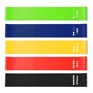 Elastic Resistance Loop Bands for Home Gym, Yoga and Pilates, Pack of 5