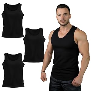 J&A MARTS Men's Summer Workout Vest Tops, Pack of 3