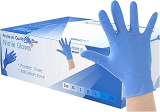 200 Disposable Nitrile Gloves, Small, Blue, Powder-Free and Latex-Free for Healthcare, Food, Cleaning, Automotive and Industrial Use