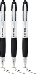 Zebra Z-Grip MAX Retractable Ballpoint Pens, Medium 1.2mm, Black, Pack of 3