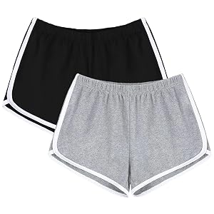 Honeywish Women's Cotton Yoga and Running Shorts, Pack of 2