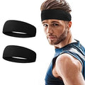 URAQT Elastic Sports Headbands, Unisex Pack of 2