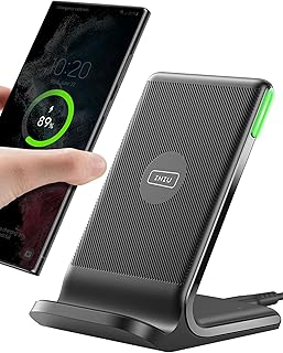 INIU Wireless Charger Stand, 15W Fast Charging Dock Phone Charger with LED | Sleep-Friendly Adaptive Light, Exclusive Temp°Guard, Wireless Charging…