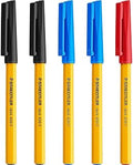 STAEDTLER Stick Ballpoint Pens, Fine 0.3mm, Black, Blue and Red, Pack of 5