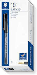 STAEDTLER Stick 430 M-9 Ballpoint Pens, Medium, Black, Box of 10
