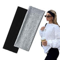 Wide Stretch Sports Headbands for Women and Men, Black and Grey, Pack of 2