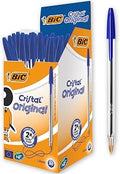 BIC Cristal Original Ballpoint Pens, Medium 1.0mm, Blue, Pack of 50