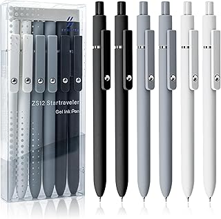 UIXJODO Gel Pens, Fine 0.5mm, Quick-Dry Black Ink, Pack of 6