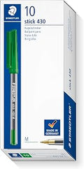 STAEDTLER Stick 430 M-5 Ballpoint Pens, Medium, Green, Box of 10