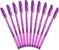 Lotus Coloured Ink Ballpoint Pens, Medium Point, Purple, Pack of 10