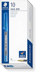 STAEDTLER Stick 430 Ballpoint Pens, Medium, Blue Ink, Box of 10