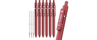 STAGEEK Red Gel Pens GX3, 6 Pieces with 3 Extra Refills, Fine Point Quick-Dry Red Ink