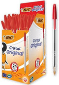 BIC Cristal Original Ballpoint Pens, Medium 1.0mm, Red, Box of 50