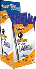 BIC Cristal Large Ballpoint Pens, Wide Point, Blue, Pack of 50