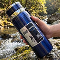 1L Insulated Stainless-Steel Sports Water Bottle with Straw Lid, Blue
