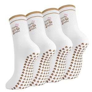 Zuimei Non-Slip Pilates and Yoga Grip Socks, 4 Pairs