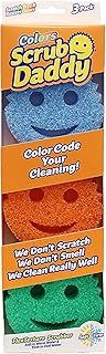 Scrub Daddy Colors Kitchen Sponges, Dish Sponges for Washing Up, Texture Changing Washing Up Sponge, Non Scratch Dish Scrubber, Odour Resistant Bathroom Cleaning Products, Dishwasher Safe, Pack of 3