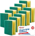 SOL 10 Pack Finger Grip Scourers, Heavy Duty Non-Scratch Kitchen Sponges for Pots, Pans, Dishes and Household Surfaces