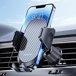miracase Car Phone Holder, Stable Double Steel-Hook Air Vent Car Phone Mount Cradle 360°Rotation, One Button Release Mobile Phone Holder for iPhone,…