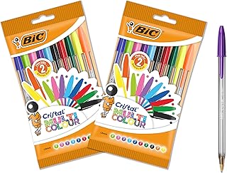 BIC Cristal Multicoloured Ballpoint Pens, Large 1.6mm Nib, 2 Packs of 10