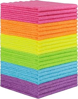 Orighty Microfiber Cleaning Cloths, Pack of 24, Highly Absorbent Lint-Free Cloths for House, Kitchen and Car Care, 12 x 12 Inch